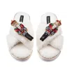 Laines London Women's Neutrals / White Laines Boucle Slippers With Double Red Grand Nutcrackers Brooches - Cream In White