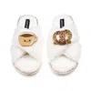 Laines London Women's Neutrals / White Laines Boucle Slippers With Laines Loveables Hot Chocolate & Pretzel Brooch