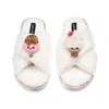 Laines London Women's Neutrals / White Laines Boucle Slippers With Laines Loveables Ice Lolly & Ice Cream Brooches