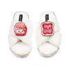Laines London Women's Neutrals / White Laines Boucle Slippers With Laines Loveables Jam & Toast Brooches - Cream