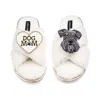 Laines London Women's Neutrals / White Laines Neutral Boucle Slippers With Ernie The Schnauzer & Dog Mum / Mom Bro