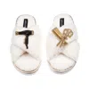 Laines London Women's Neutrals / White Laines Neutral Boucle Slippers With Hairdresser Brooches - Cream