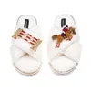Laines London Women's Neutrals / White Laines Neutral Boucle Slippers With Show Jumper Brooches - Cream