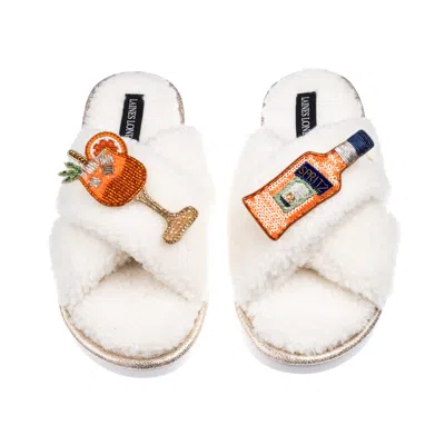 Laines London Women's Neutrals / White Laines Neutral Boucle Slippers With Summer Spritz Brooches - Cream