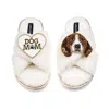 Laines London Women's Neutrals / White Laines Neutral Boucle Slippers With Ziggy The Beagle & Dog Mum / Mom Brooch