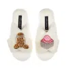 Laines London Women's Neutrals / White Laines X Juliet Slippers With Cookie Jar & French Fancy Brooches - Cream In White