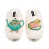 Laines London Women's Neutrals / White Laines X Juliet Teddy Closed Toe Slippers With Tea & Battenberg Cake Brooch In White