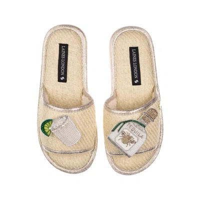 Laines London Women's Neutrals / White Straw Braided Sandals With Agave Tequila Brooches - Cream