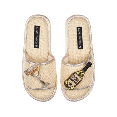 Laines London Women's Neutrals / White Straw Braided Sandals With Dom Darling Champagne Brooches - Cream