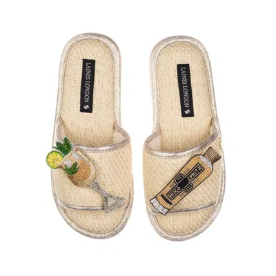 Laines London Women's Neutrals / White Straw Braided Sandals With Hugo Spritz Brooches - Cream