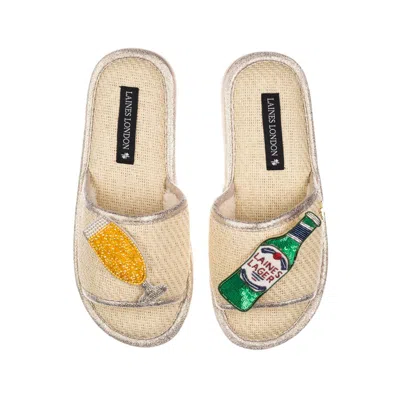 Laines London Women's Neutrals / White Straw Braided Sandals With Laines Italian Lager Brooches - Cream