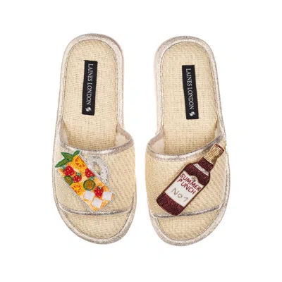 Laines London Women's Neutrals / White Straw Braided Sandals With Summer Punch Brooches - Cream