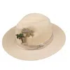 Laines London Women's Neutrals / White Straw Woven Hat With Embellished Couture Palm Tree Brooch - Cream In White