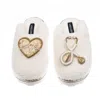 Laines London Women's Neutrals / White Teddy Closed Toe Slippers With Doctor Brooches - Cream In White