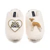 Laines London Women's Neutrals / White Teddy Closed Toe Slippers With Dog Mum/mom & Fawn & White Greyhound Brooche In White