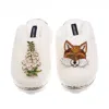 Laines London Women's Neutrals / White Teddy Closed Toe Slippers With Fox & White Foxglove Brooches - Cream In White