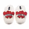 Laines London Women's Neutrals / White Teddy Closed Toe Slippers With I Fucking Adore You Brooches - Cream In White