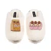 Laines London Women's Neutrals / White Teddy Closed Toe Slippers With Laines Lovables Flour & Eggs Brooches - Crea In White