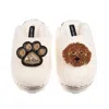 Laines London Women's Neutrals / White Teddy Closed Toe Slippers With Paw & Apricot Cockapoo Brooches - Cream In White