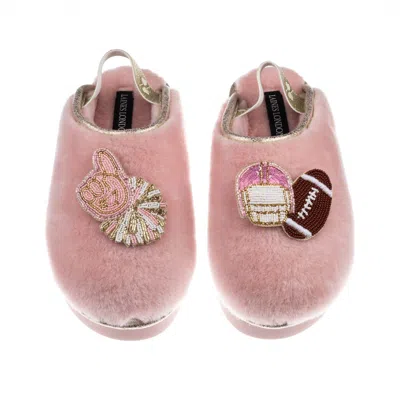 Laines London Women's Pink / Gold Flatform Cloud Slippers With American Football Brooches - Dusky Pink