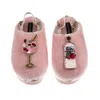 Laines London Women's Pink / Gold Flatform Cloud Slippers With Pink Gin & Glass Brooches - Dusky Pink In Pink