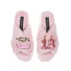 Laines London Women's Pink / Purple Classic Laines Slippers With 18th Birthday & Cake Brooches - Pink In Pink/purple