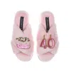 Laines London Women's Pink / Purple Classic Laines Slippers With 40th Birthday & Cake Brooches - Pink In Pink/purple