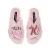 Laines London Women's Pink / Purple Classic Laines Slippers With 70th Birthday & Cake Brooches - Pink In Pink/purple