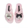 Laines London Women's Pink / Purple Classic Laines Slippers With Cat Mum/mom & Oreo Cat Brooches - Pink In Pink/purple