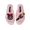 Laines London Women's Pink / Purple Classic Laines Slippers With Christmas Red Nutcracker & Bauble Brooches - Pink In Pink/purple