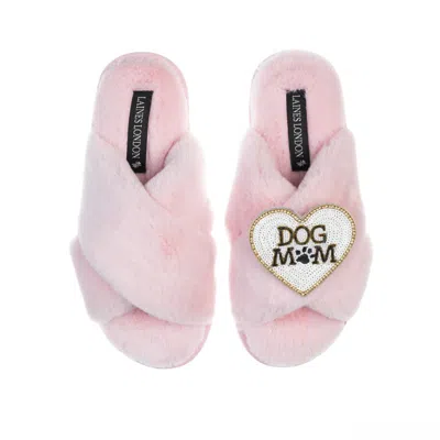 Laines London Women's Pink / Purple Classic Laines Slippers With Dog Mum / Mom Brooch - Pink In Pink/purple