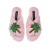 Laines London Women's Pink / Purple Classic Laines Slippers With Double Palm Tree Brooches - Pink In Pink/purple