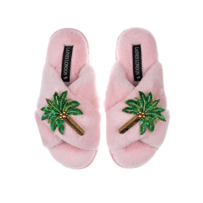 Laines London Women's Pink / Purple Classic Laines Slippers With Double Palm Tree Brooches - Pink In Pink/purple