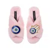 Laines London Women's Pink / Purple Classic Laines Slippers With Evil Eye & Hamsa Hand Brooches - Pink In Pink/purple