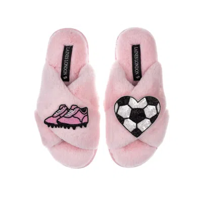 Laines London Women's Pink / Purple Classic Laines Slippers With Football / Soccer Lover Brooches - Pink In Pink/purple