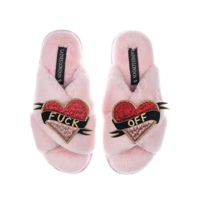 Laines London Women's Pink / Purple Classic Laines Slippers With Fuck Off Brooches - Pink In Pink/purple