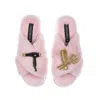 Laines London Women's Pink / Purple Classic Laines Slippers With Hairdresser Brooches - Pink In Pink/purple
