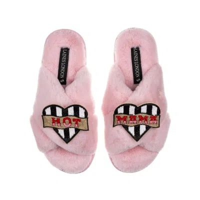 Laines London Women's Pink / Purple Classic Laines Slippers With Mother's Day Hot Mama Brooches - Pink In Pink/purple