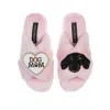 Laines London Women's Pink / Purple Classic Laines Slippers With Little Sausage & Dog Mum / Mom Brooches - Pink In Pink/purple