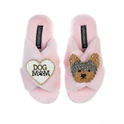 Laines London Women's Pink / Purple Classic Laines Slippers With Minnie Yorkie & Dog Mum / Mom Brooches - Pink In Pink/purple