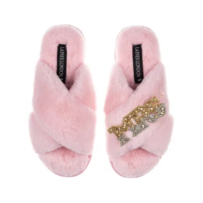 Laines London Women's Pink / Purple Classic Laines Slippers With Mrs Brooch - Pink In Pink/purple