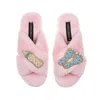 Laines London Women's Pink / Purple Classic Laines Slippers With New Baby Boy Brooches - Pink In Pink/purple