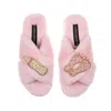 Laines London Women's Pink / Purple Classic Laines Slippers With New Baby Girl Brooches - Pink In Pink/purple