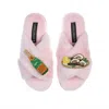Laines London Women's Pink / Purple Classic Laines Slippers With Oysters & Champers Bottle - Pink In Pink/purple