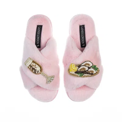 Laines London Women's Pink / Purple Classic Laines Slippers With Oysters & Glass Of Fizz - Pink In Pink/purple