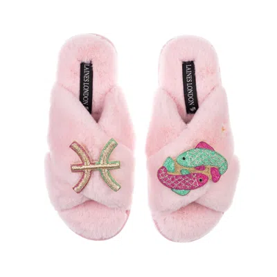 Laines London Women's Pink / Purple Classic Laines Slippers With Pisces Zodiac Brooches - Pink In Pink/purple