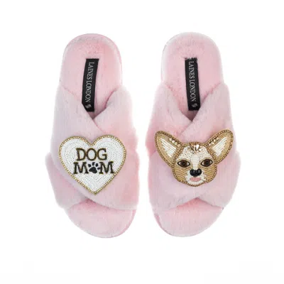 Laines London Women's Pink / Purple Classic Laines Slippers With Princess Chihuahua & Dog Mum / Mom Brooches - Pin In Pink/purple