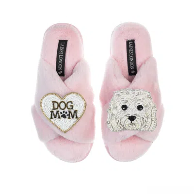 Laines London Women's Pink / Purple Classic Laines Slippers With Queenie & Dog Mum / Mom Brooches - Pink In Pink/purple