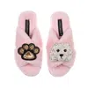 Laines London Women's Pink / Purple Classic Laines Slippers With Queenie & Paw Brooches - Pink In Pink/purple