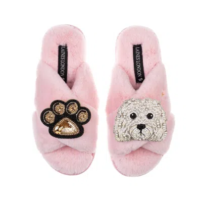 Laines London Women's Pink / Purple Classic Laines Slippers With Queenie & Paw Brooches - Pink In Pink/purple
